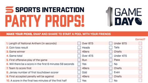 super bowl prop sheet printable